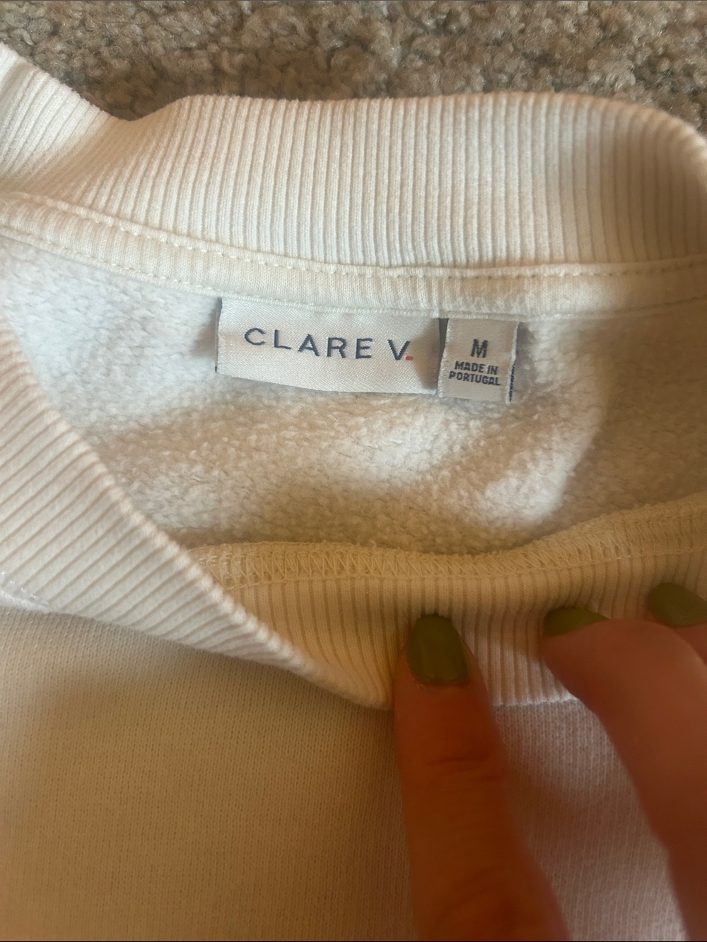 Clare V. | Oui Sweatshirt in Cream with Bright Poppy - Picture 12 of 13